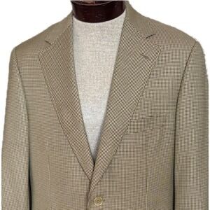 Samuelsohn Houndstooth Wool Blazer Sport Coat Men's Sz 40 Tan Made In Canada